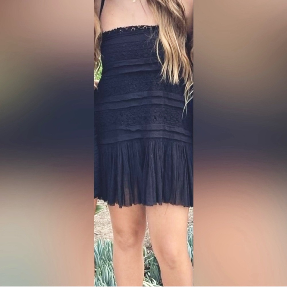 Free People Black Ruffle Mini Dress Size M